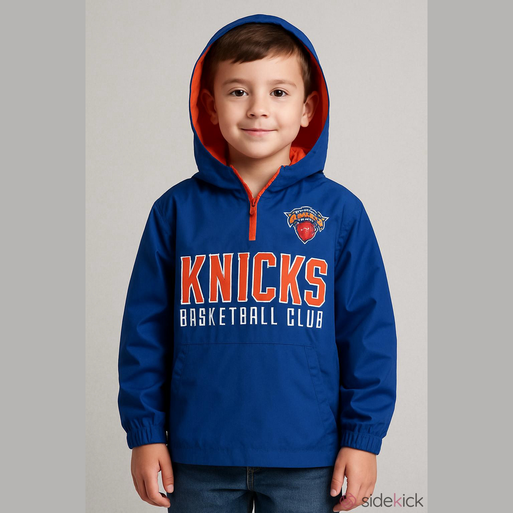 NBA Knicks Basketball Club Blue and Orange Jacket hooded
